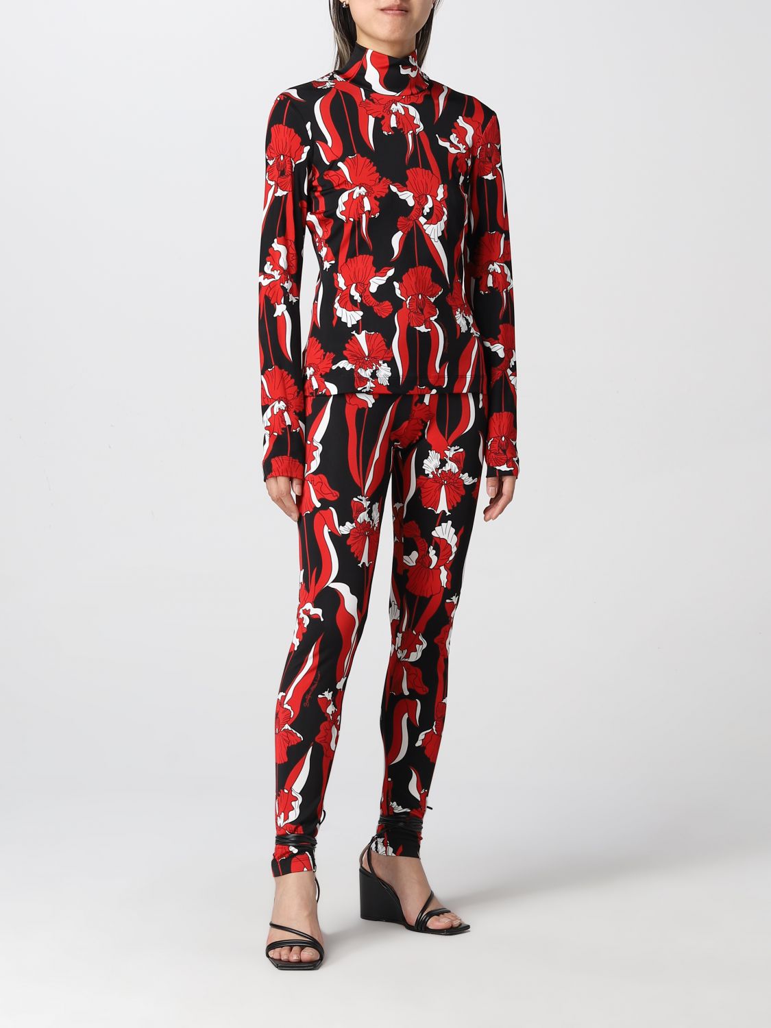 Trousers Boutique Moschino: Moschino Boutique Leggings with iris print red 2
