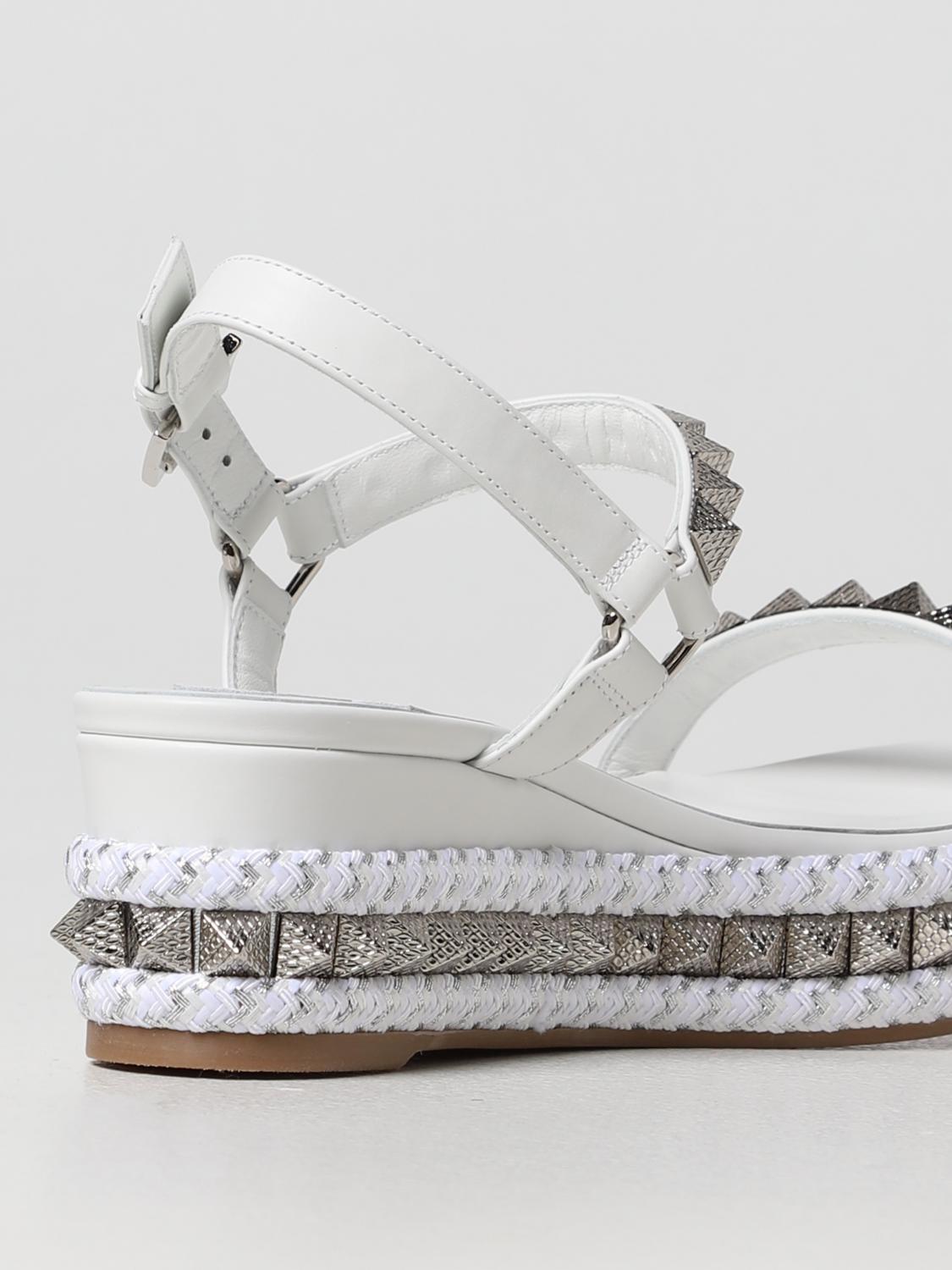 white louboutin wedges