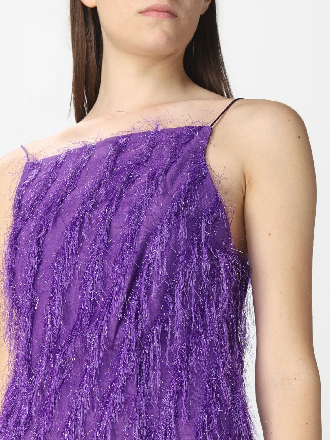 Dress Just Cavalli: Just Cavalli fringed mini dress violet 3