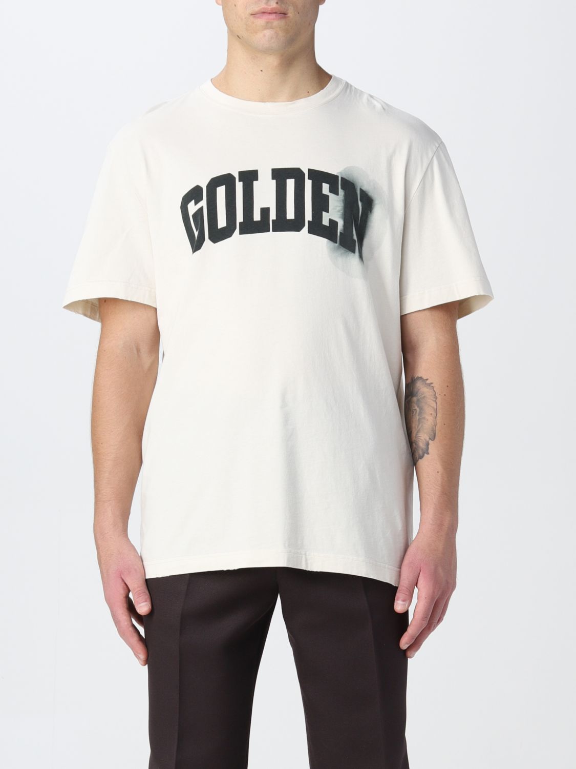 GOLDEN GOOSE: t-shirt for man - Yellow Cream | Golden Goose t-shirt ...