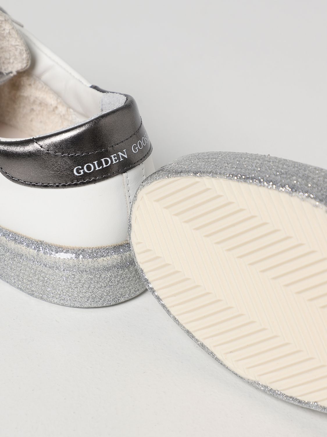 Scarpe Golden Goose: Sneakers May Golden Goose in pelle con suola glitterata bianco 4