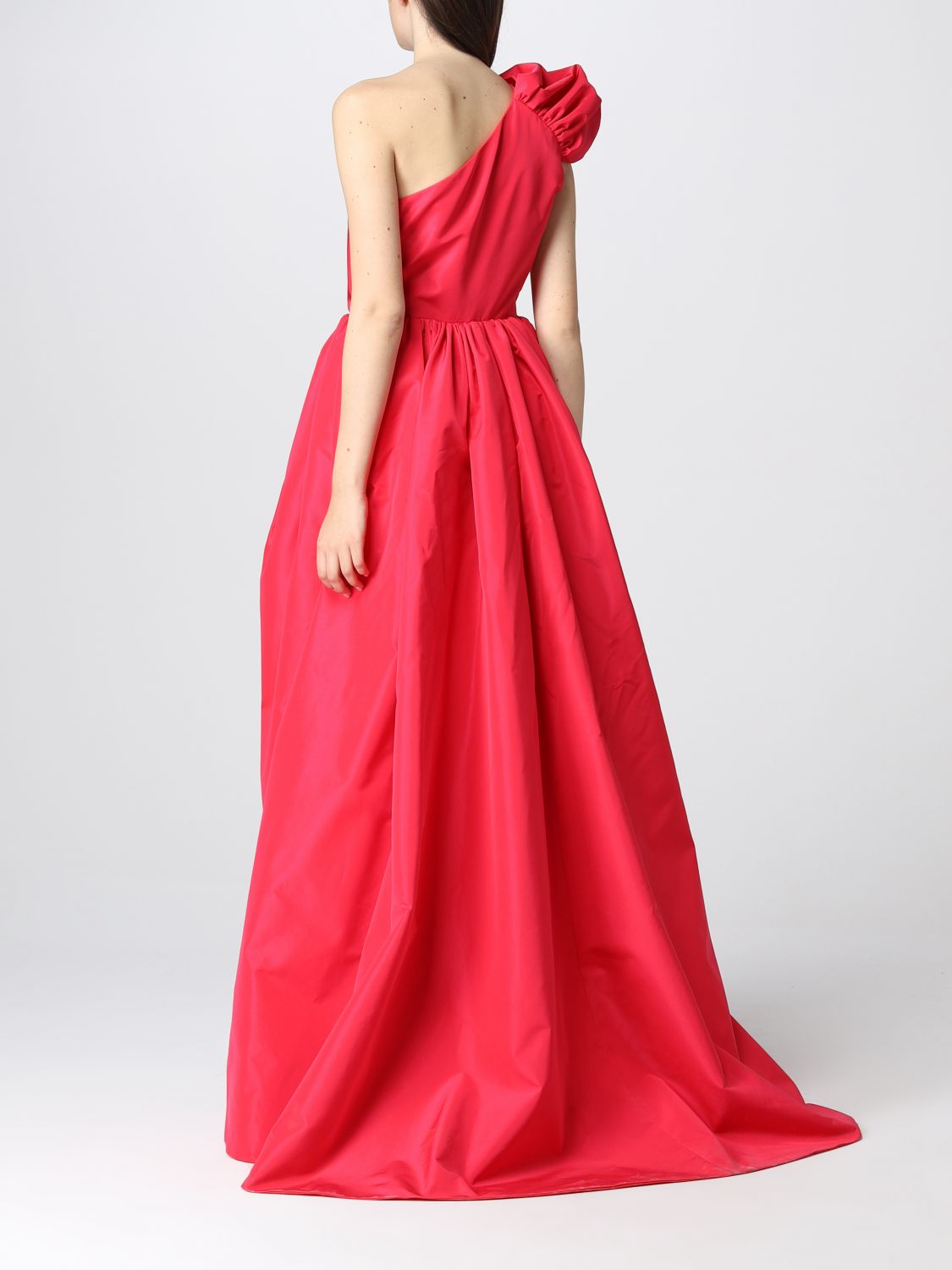 Dress Pinko: Tamarillo Pinko long dress in taffeta fuchsia 2