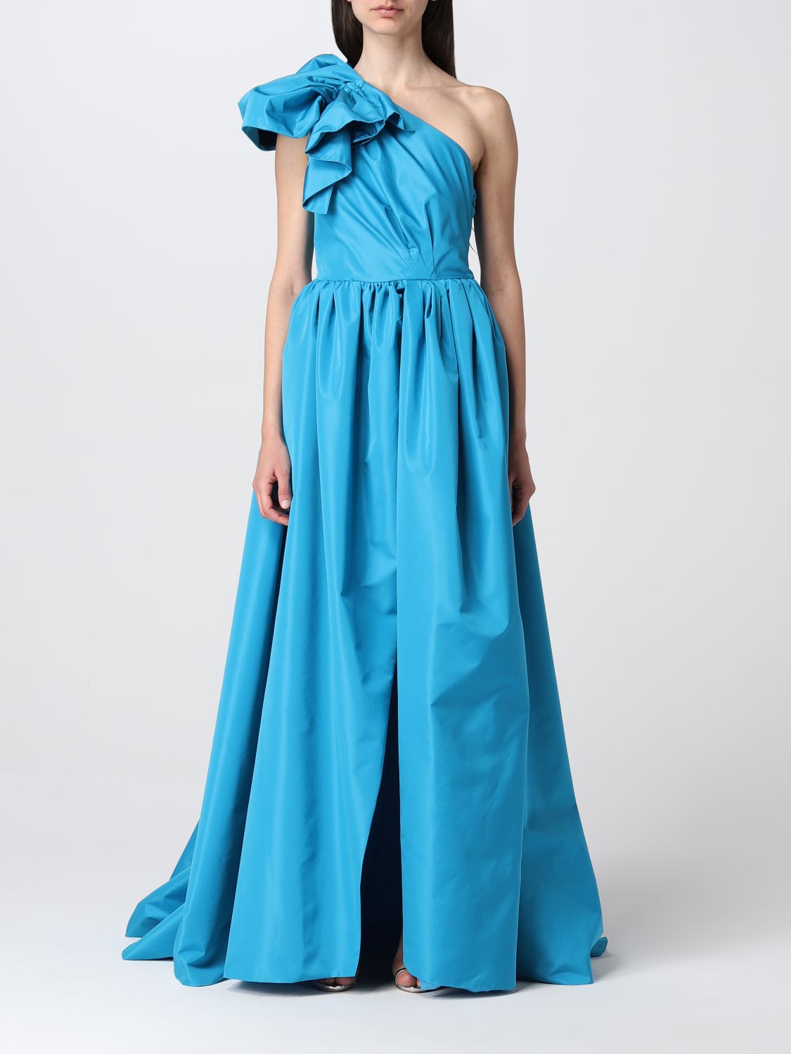 Pinko Tamarillo Long Dress In Taffeta In Gnawed Blue | ModeSens