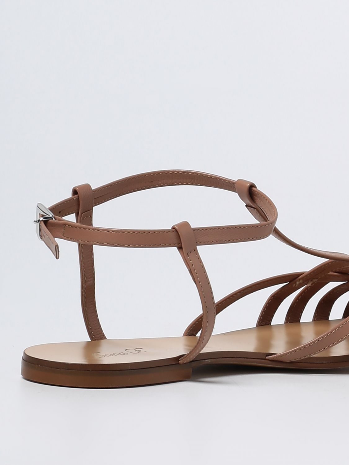 ANNA F.: flat sandals in smooth leather - Leather | Anna F. flat ...