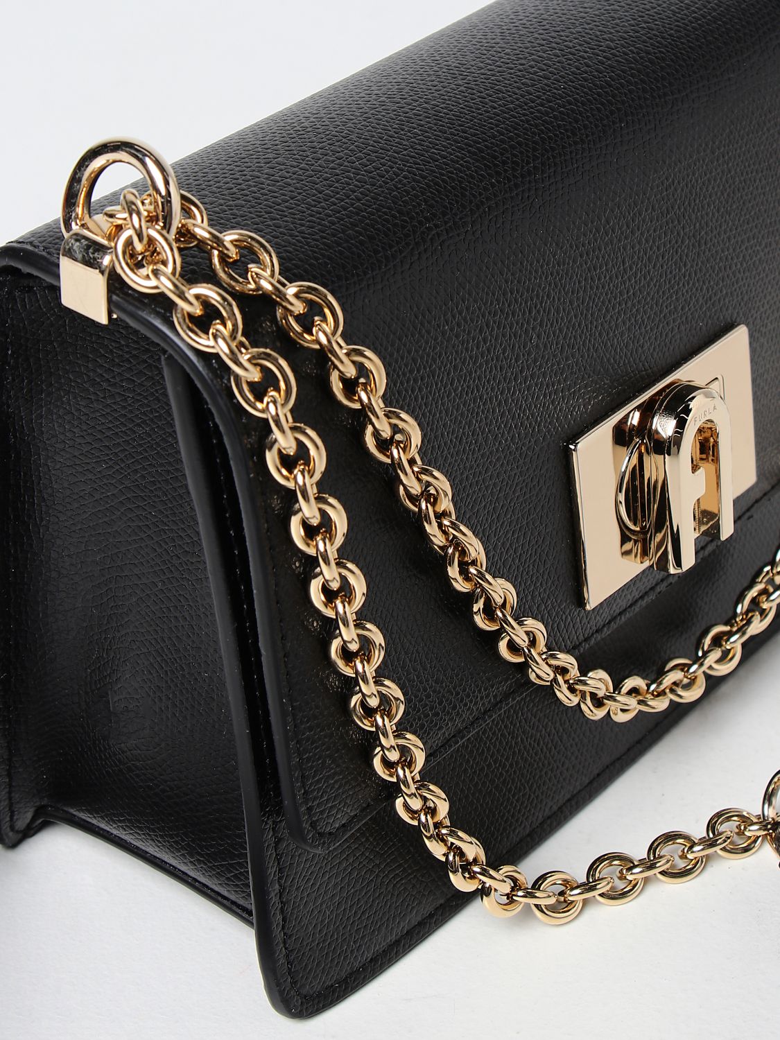 FURLA: 1927 bag in micro-grained leather - Black | Furla crossbody bags ...