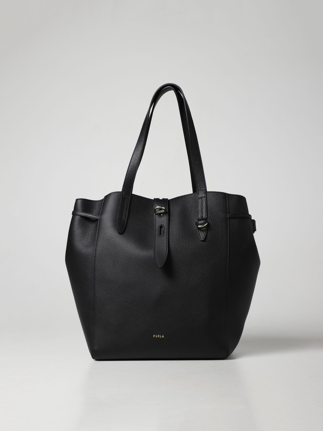 Furla Net Tote Bag In Grained Leather In Black | ModeSens