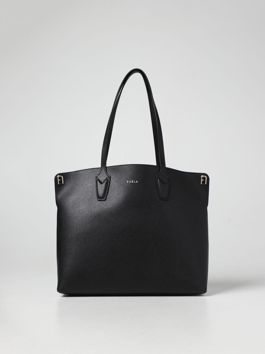 FURLA: Paradiso tote bag in grained leather - Black | Furla tote bags ...