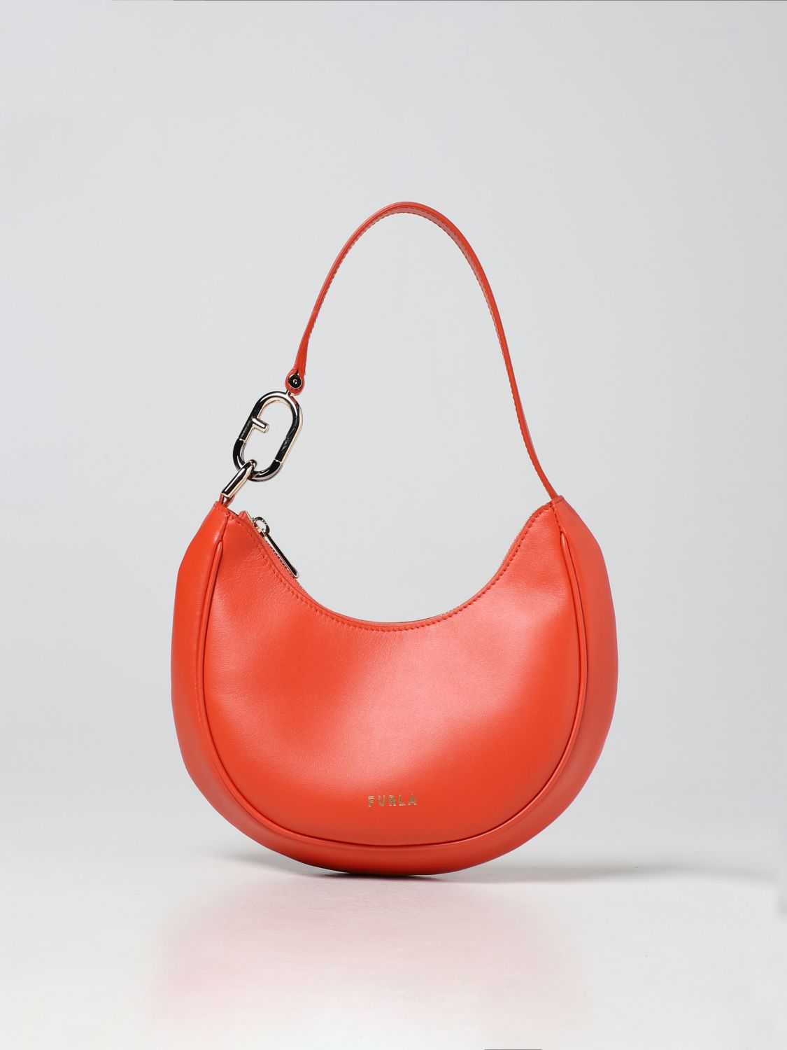 FURLA: Spring hobo bag in leather - Orange  Furla shoulder bag  WB00475AX0733 online at