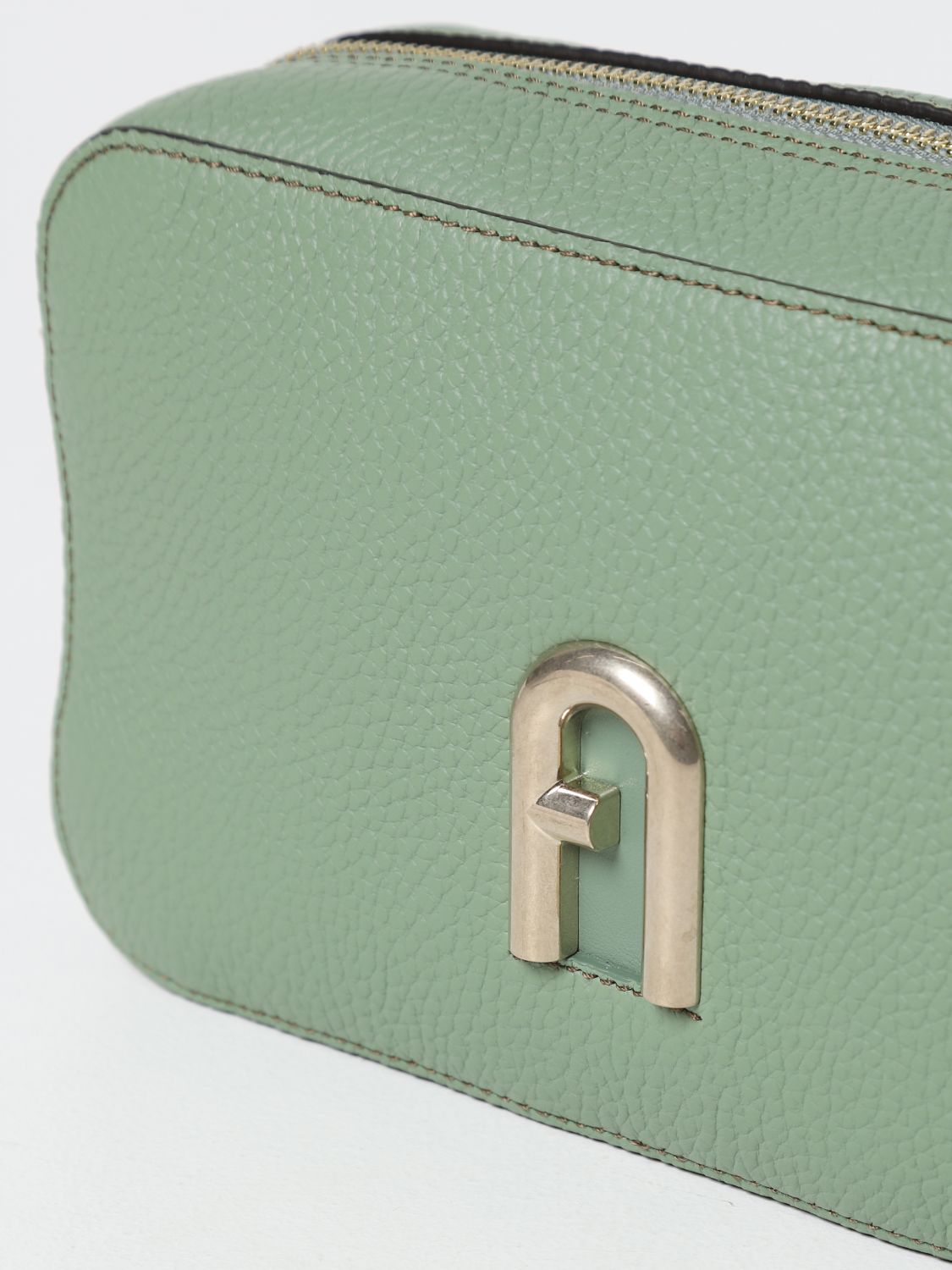 FURLA: camera bag in leather with logo - Green | Furla crossbody bags ...