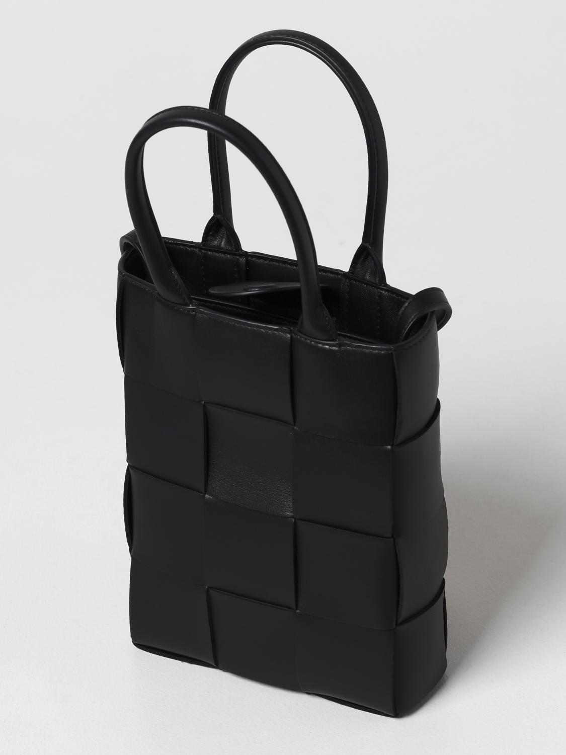 BOTTEGA Cassette mini woven leather tote bag Black Bottega
