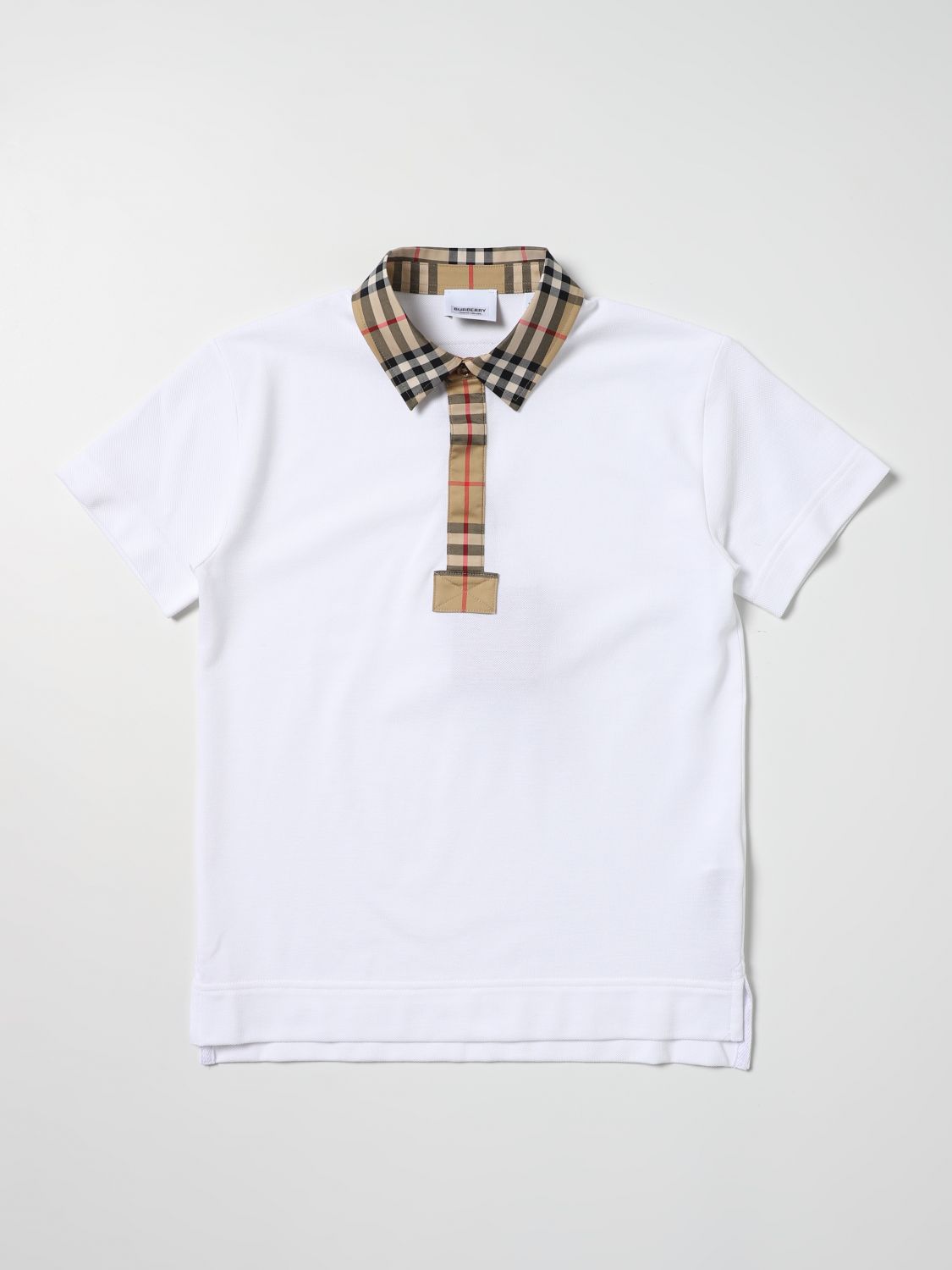 Meditatief Buskruit Republikeinse partij Burberry Outlet: Johanne polo t-shirt with check detail - White | Burberry  polo shirt 8051774 online on GIGLIO.COM