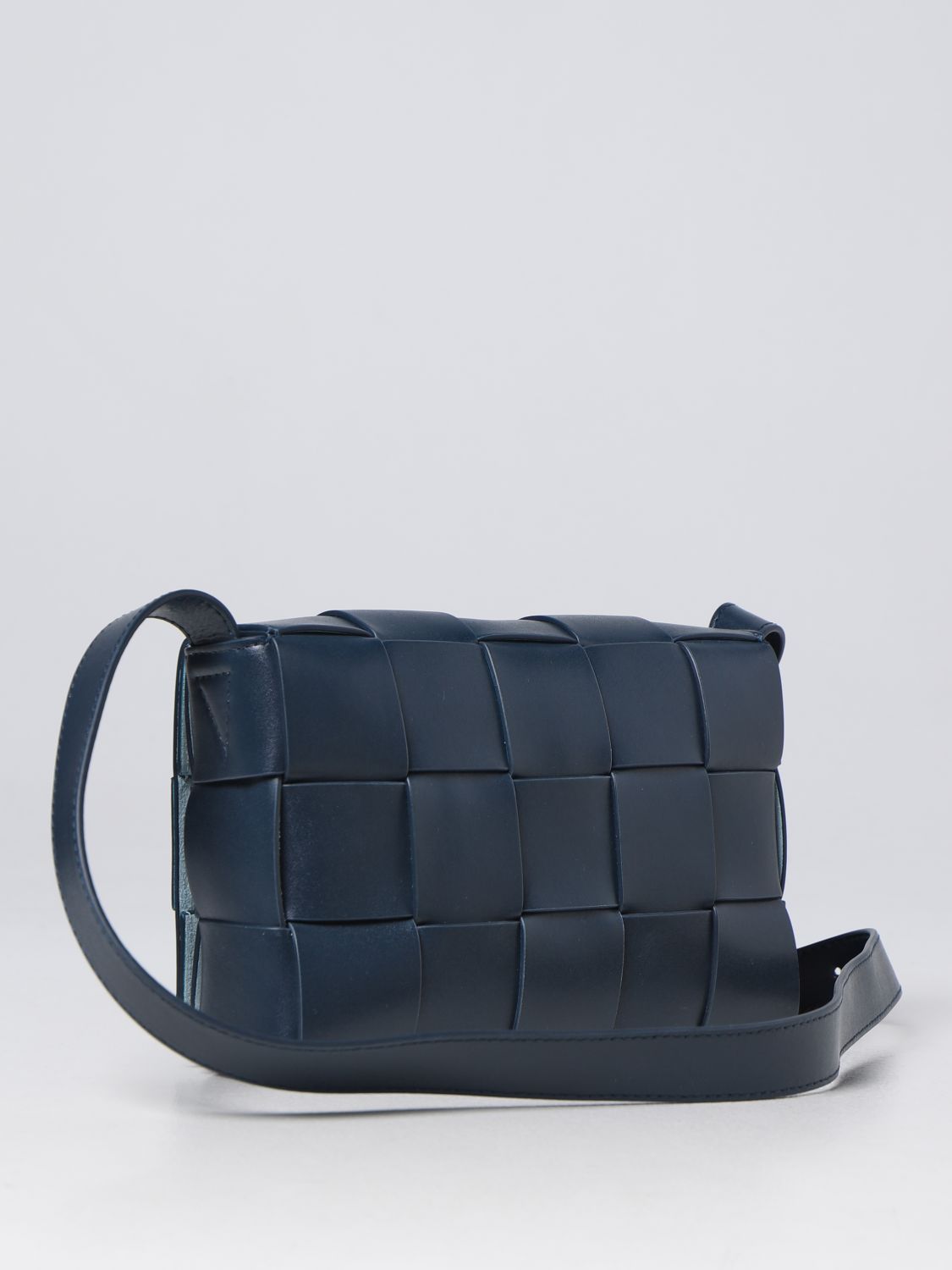 BOTTEGA VENETA: Cassette woven leather bag - Blue | Bottega Veneta ...