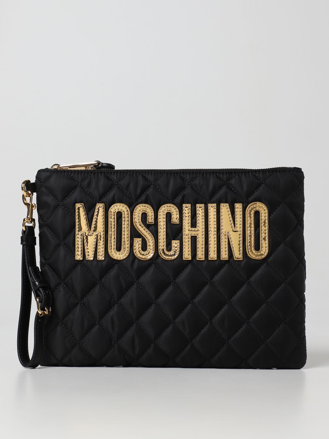 MOSCHINO COUTURE: quilted nylon clutch - Black | Moschino Couture ...