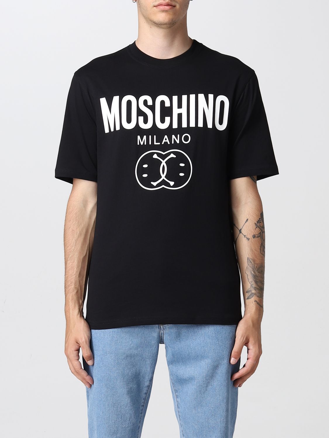 Moschino Couture Outlet: Double Smiley® t-shirt - Black | Moschino t-shirt 07257041 online on GIGLIO.COM