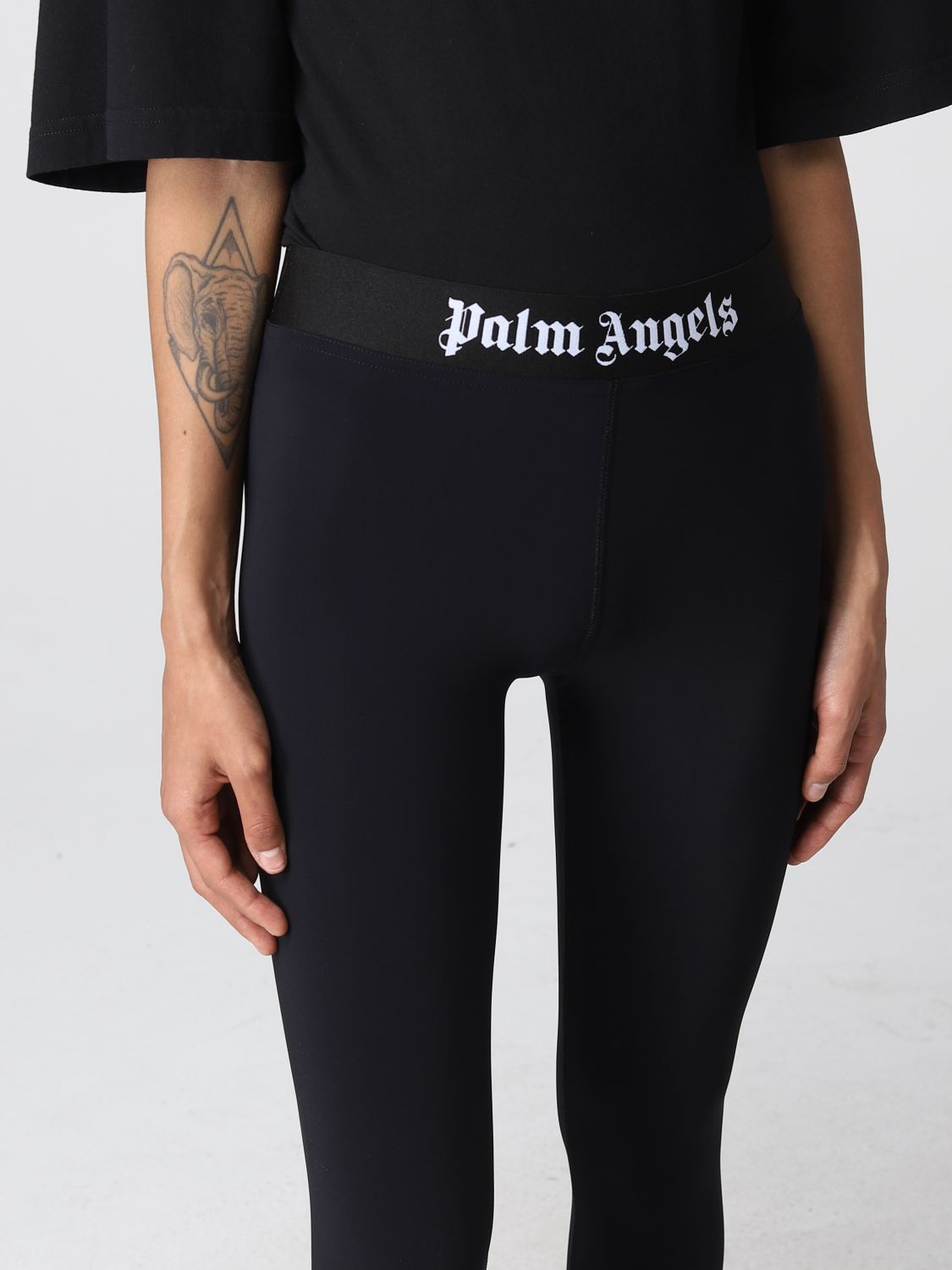 Pantalone Palm Angels: Leggings Palm Angels con logo nero 3