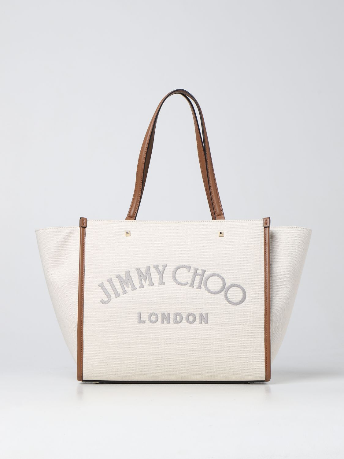 JIMMY CHOO: Varenne canvas tote bag - Natural | Jimmy Choo tote bags ...