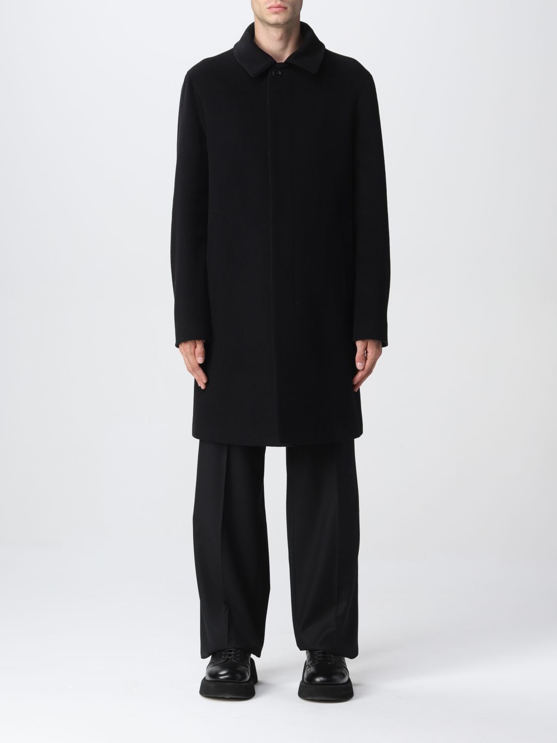 Coat Giorgio Armani: Giorgio Armani men's 5-button cashmere blend coat black 1