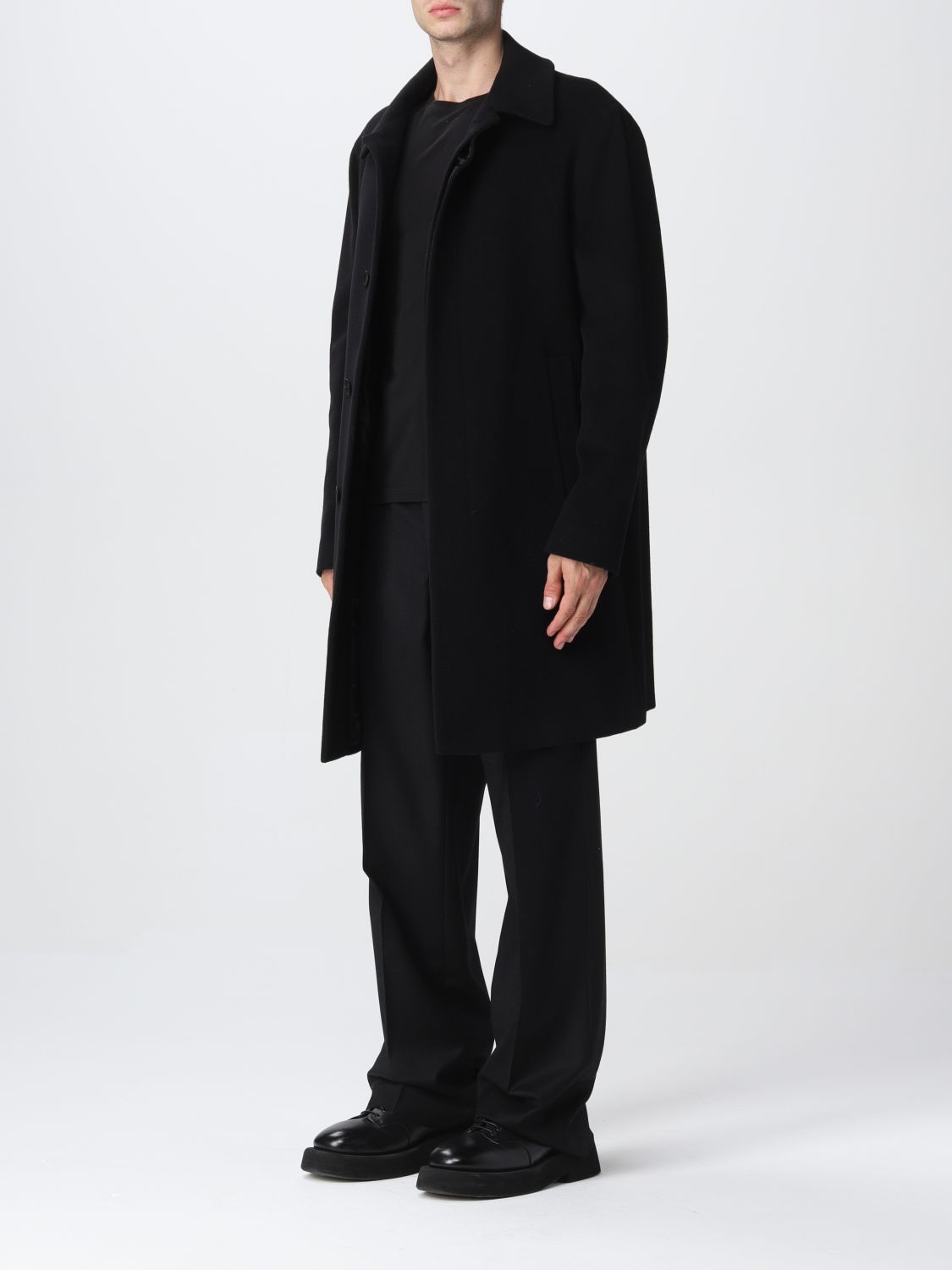 Coat Giorgio Armani: Giorgio Armani men's 5-button cashmere blend coat black 4