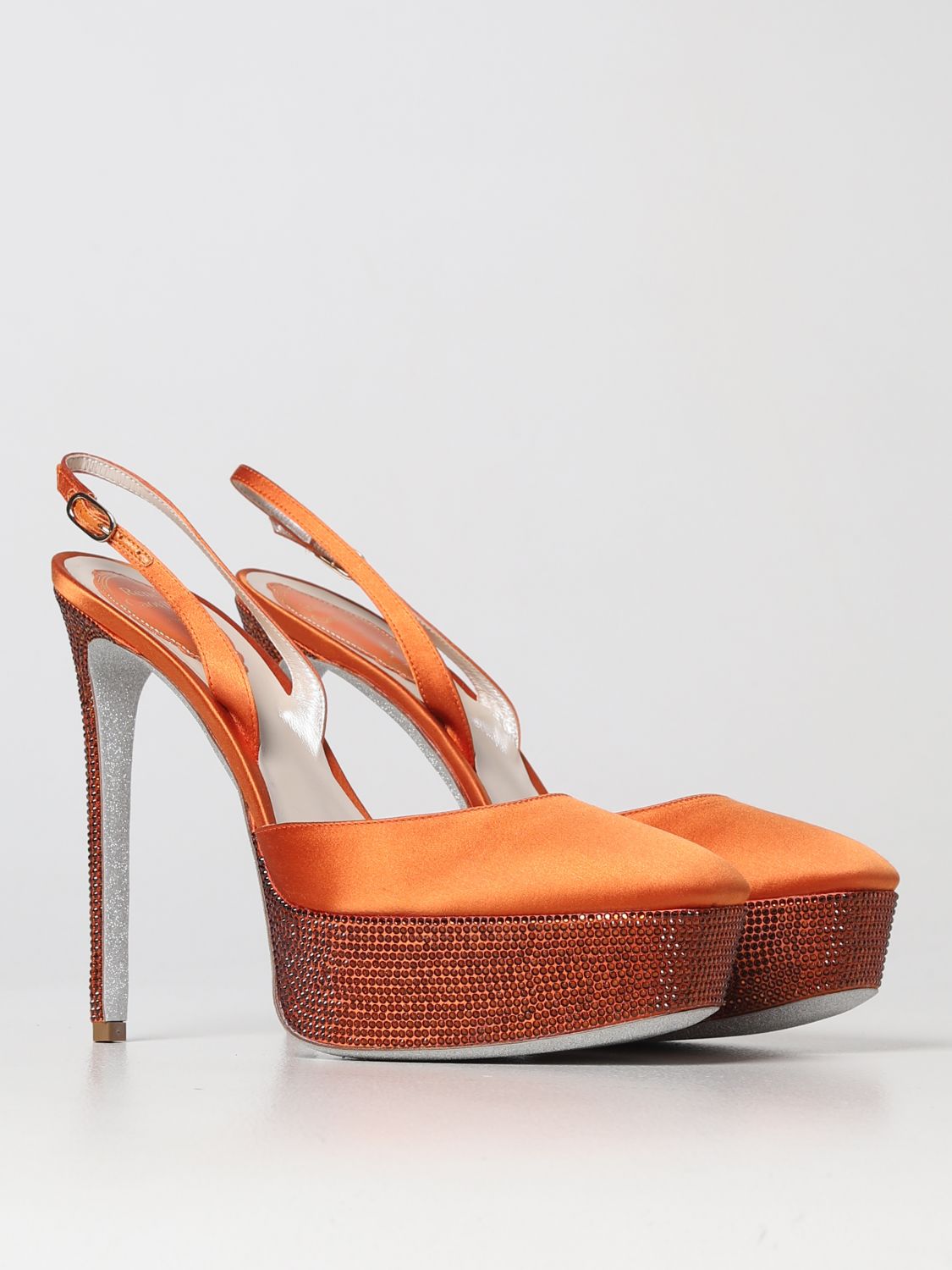 Scarpe con tacco Rene Caovilla: Sandalo Rene Caovilla con strass arancione 2