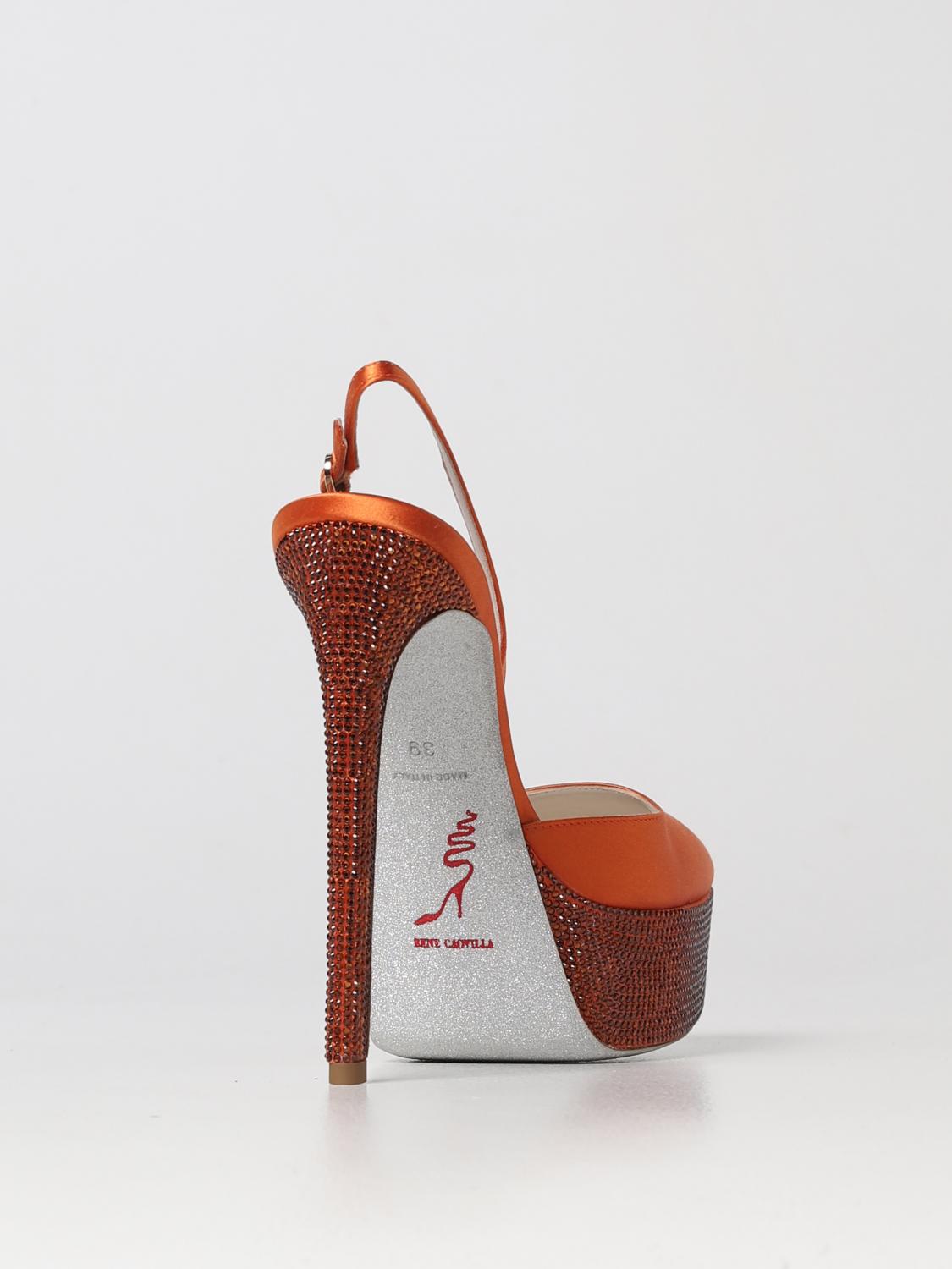 Scarpe con tacco Rene Caovilla: Sandalo Rene Caovilla con strass arancione 3