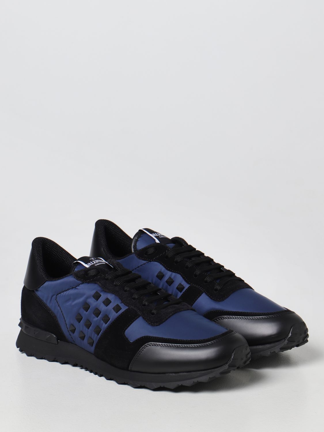 Sneakers Valentino Garavani: Valentino Garavani Rockstud leather and nylon sneakers blue 2
