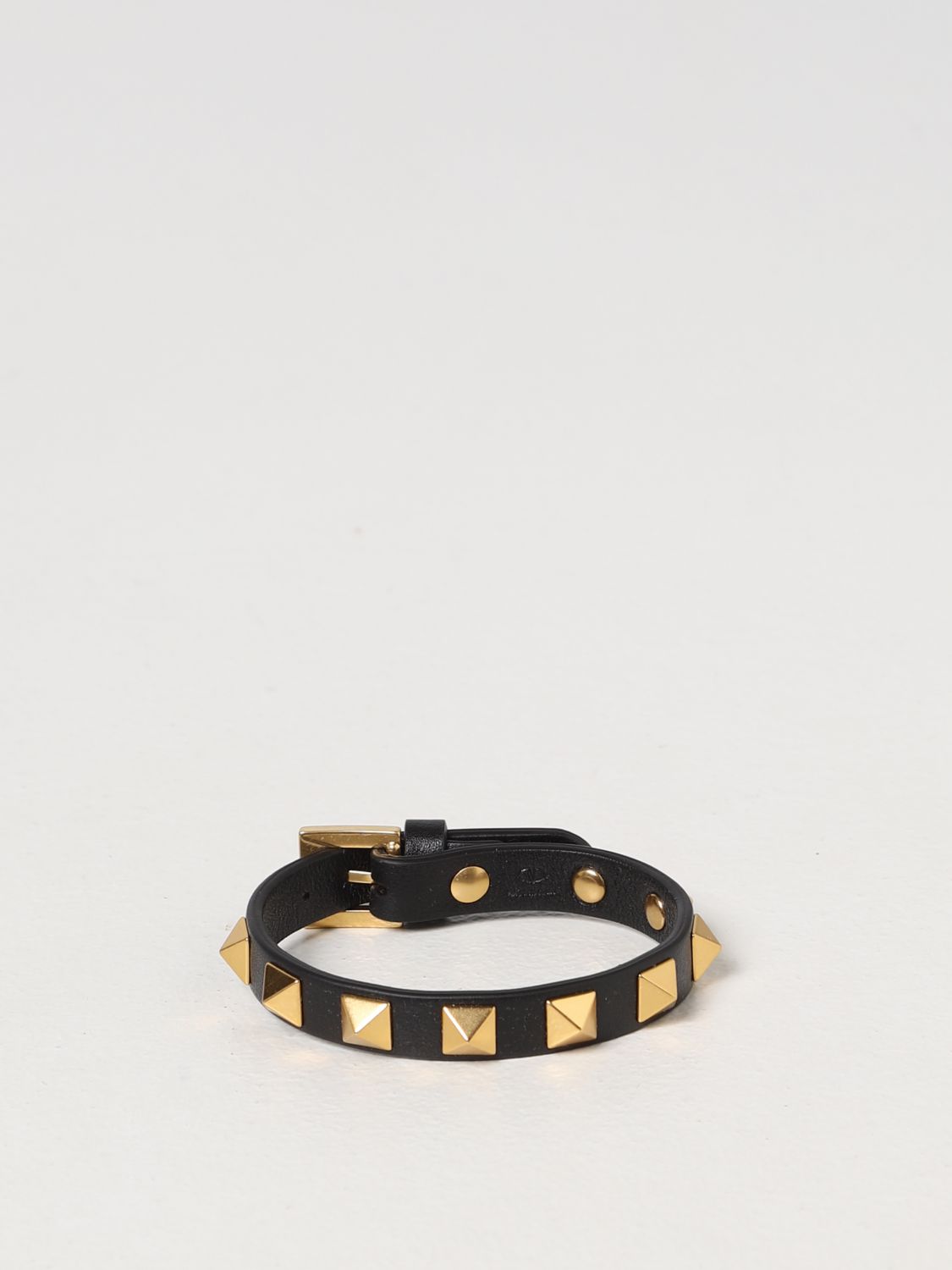 Bijoux Valentino Garavani: Bracelet en cuir Rockstud Valentino Garavani avec clous noir 1