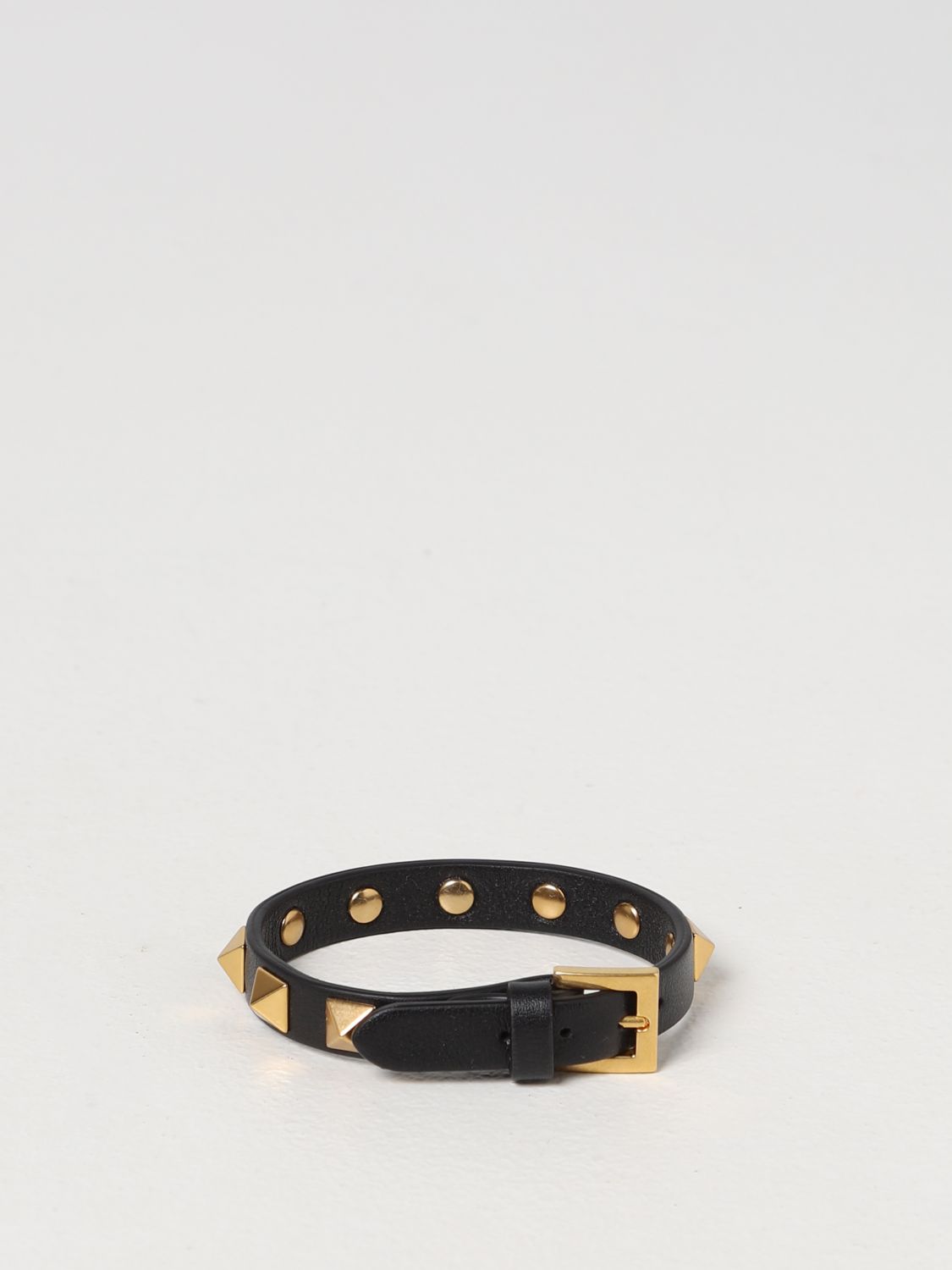 Bijoux Valentino Garavani: Bracelet en cuir Rockstud Valentino Garavani avec clous noir 2