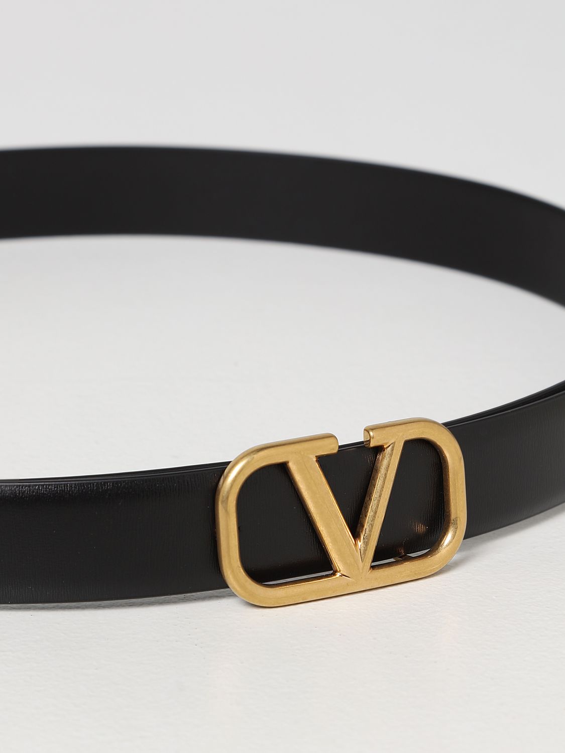 Belt Valentino Garavani: Valentino Garavani leather belt with VLogo buckle black 2