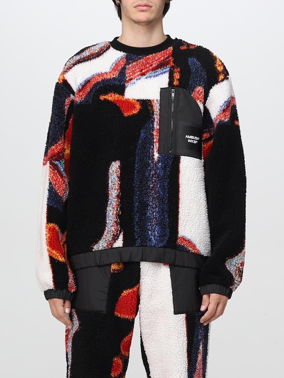 Ambush Multicolor Abstract-print Faux-shearling Sweatshirt In Multicolor