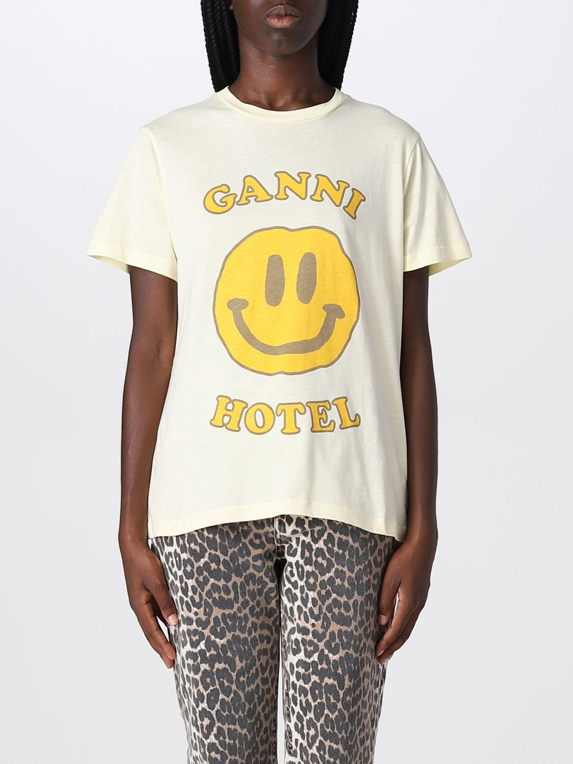 Femme Vêtements Tops T-shirts T-shirt en coton bio à image Coton Ganni en coloris Jaune 