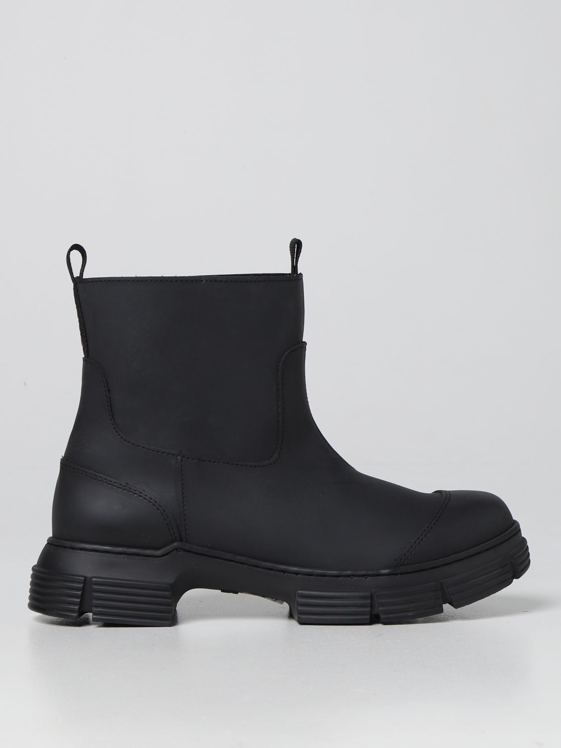 Ganni Recycled Rubber Ankle Boots In Black