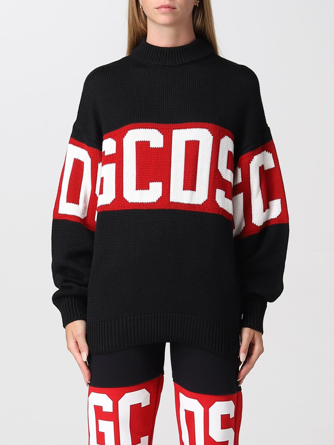 GCDS: sweater for man - Black | Gcds sweater CC94M021150 online at ...