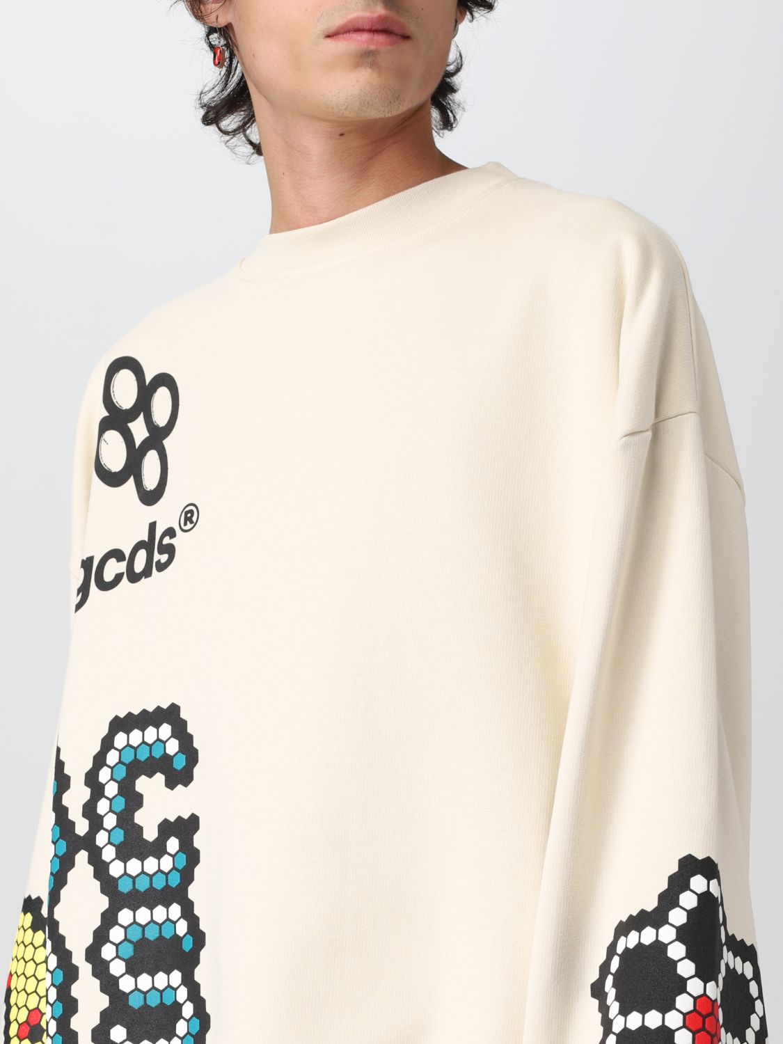 Sweatshirt Gcds: Gcds sweatshirt for man yellow cream 4
