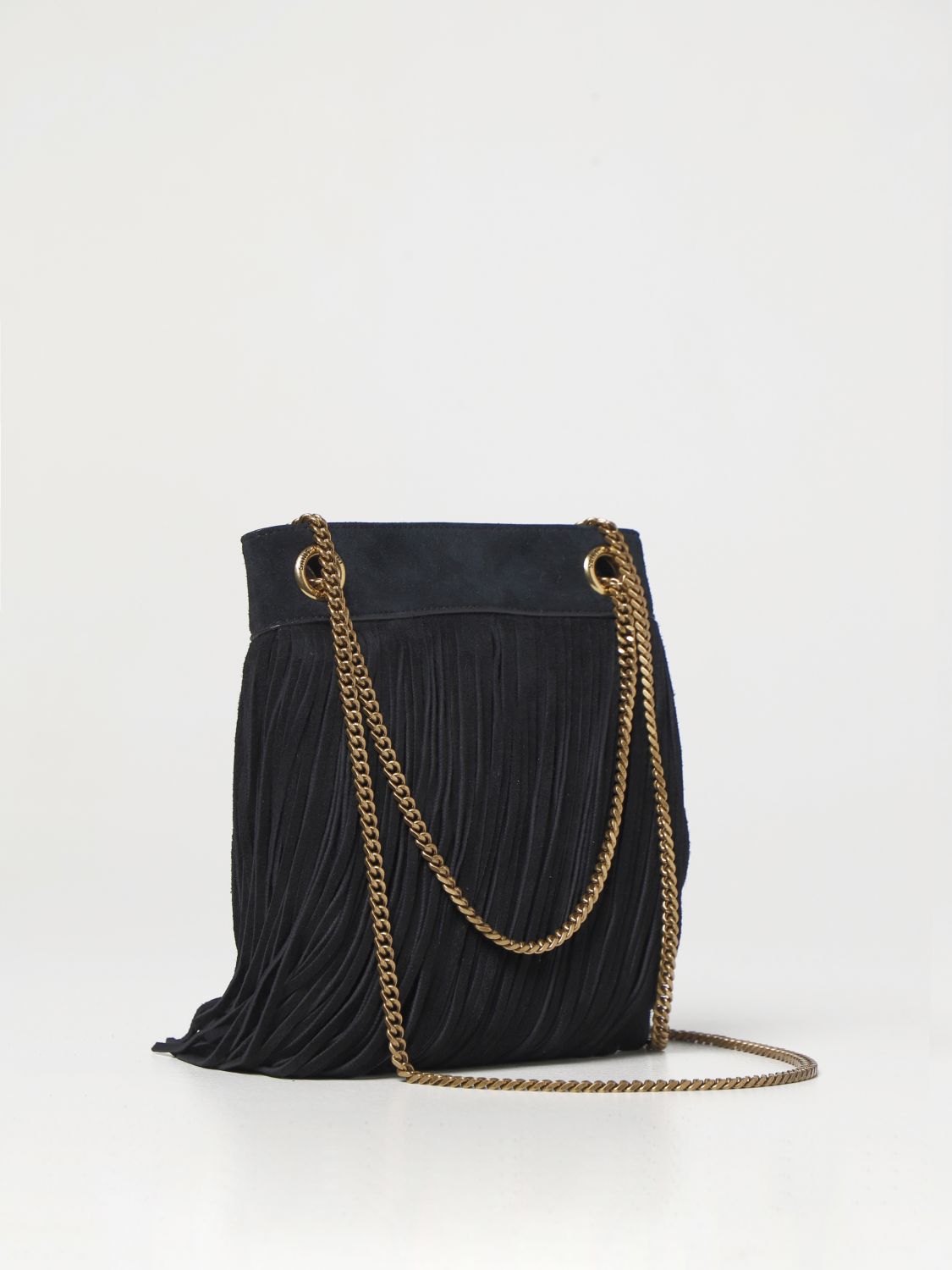 Shop Saint Laurent Small Grace Fringe Leather Shoulder Bag