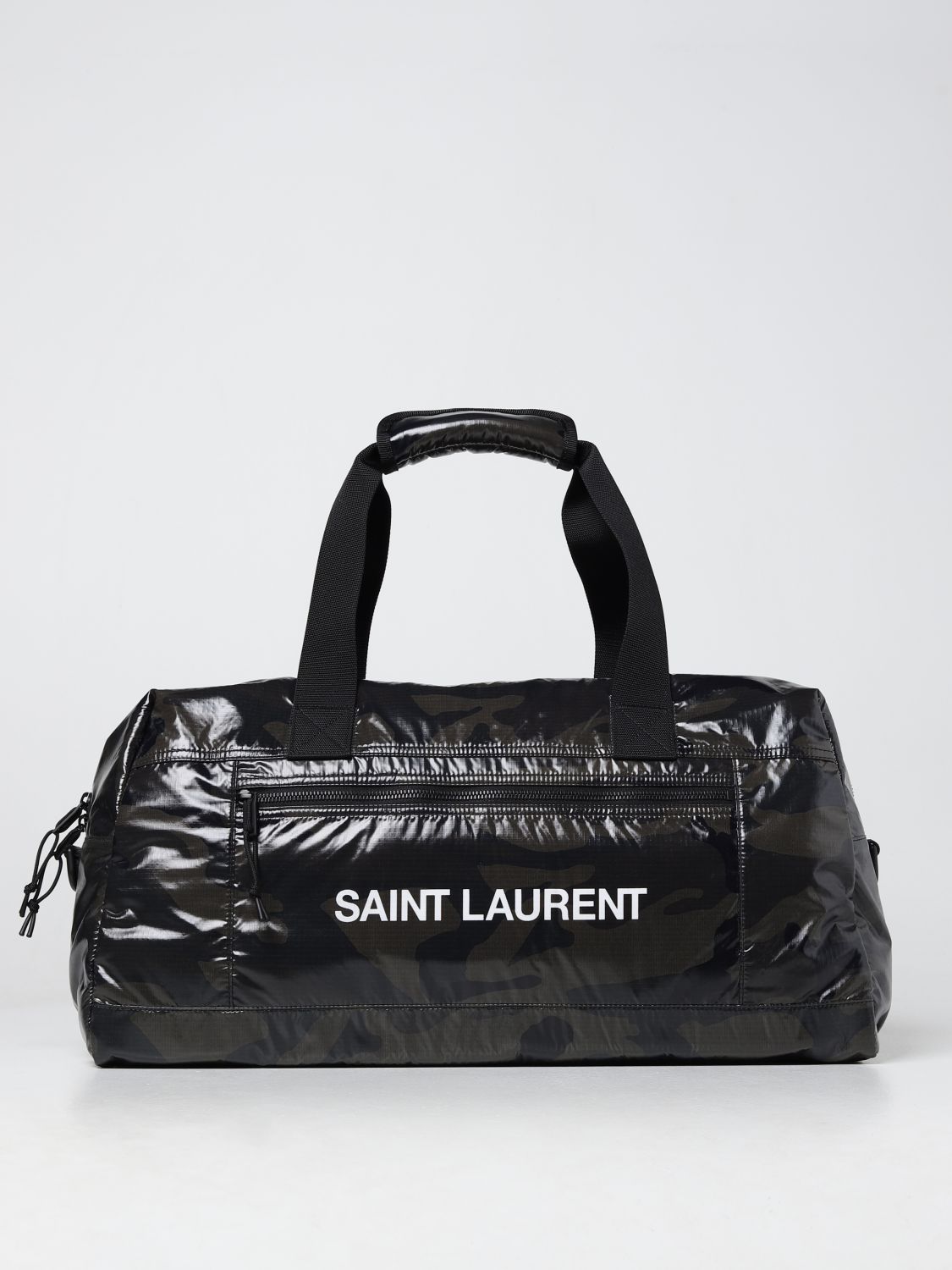 Saint Laurent Nuxx Duffle Camouflage Print Nylon Duffle Bag In Military ...
