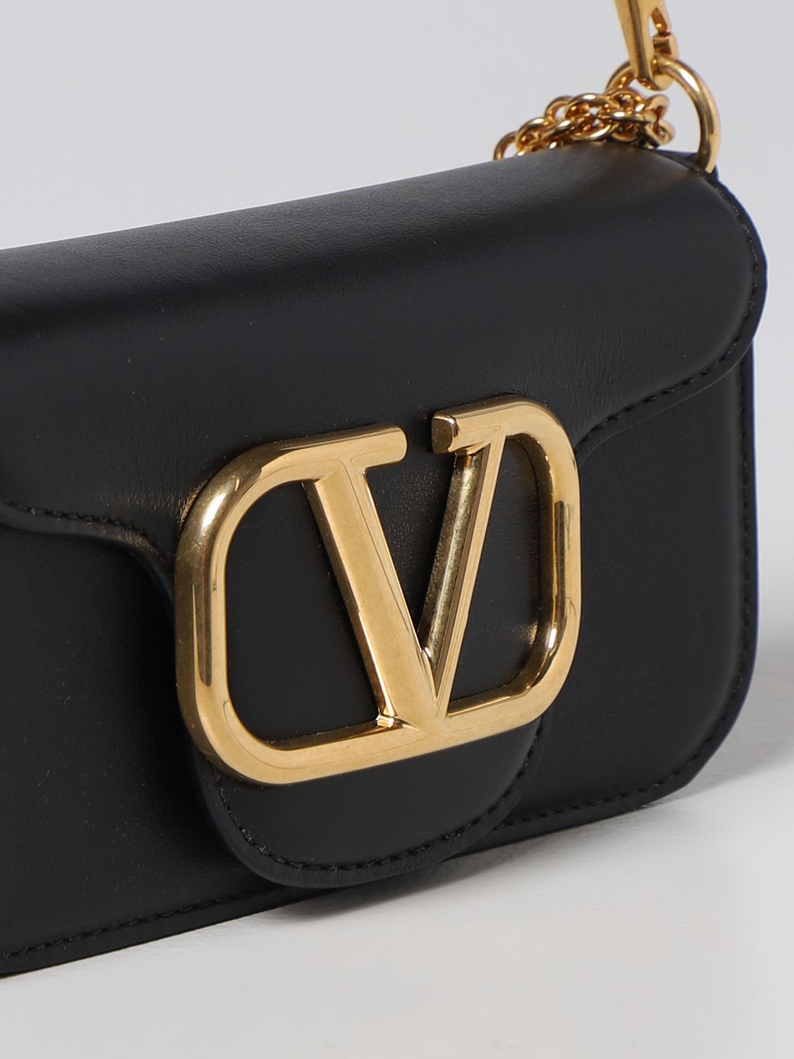VALENTINO GARAVANI: Locò smooth leather bag - Black | Valentino ...