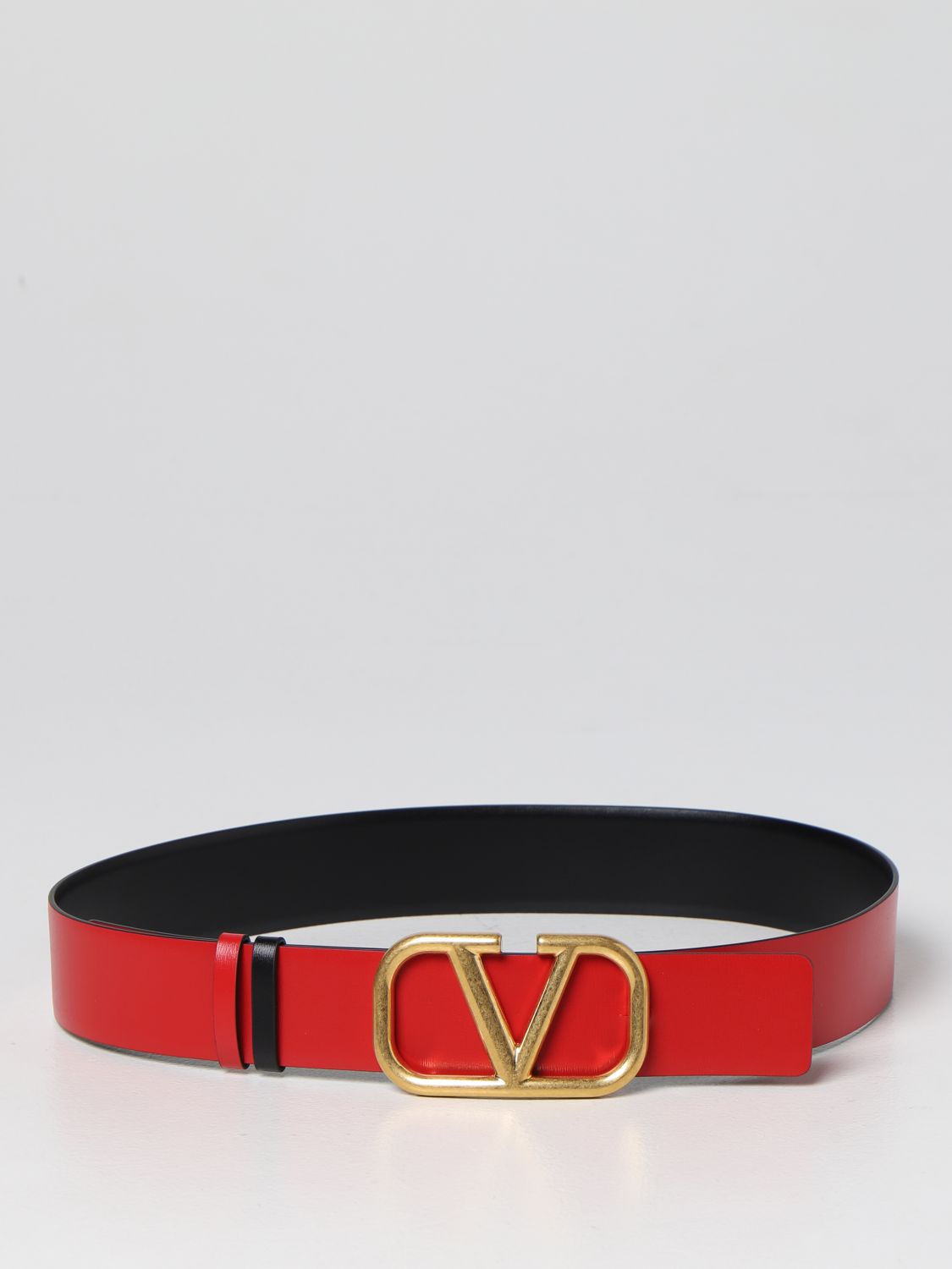 Valentino Garavani Outlet: VLogo leather belt - Black  Valentino Garavani  belt 2W2T0S10ZFR online at