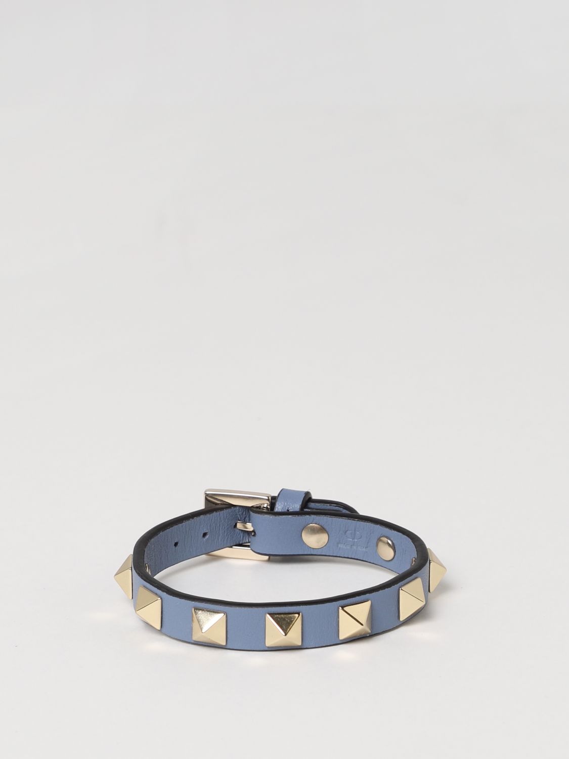 VALENTINO GARAVANI: Rockstud leather bracelet - Blue | Valentino Garavani 1W2J0255VIT online at GIGLIO.COM