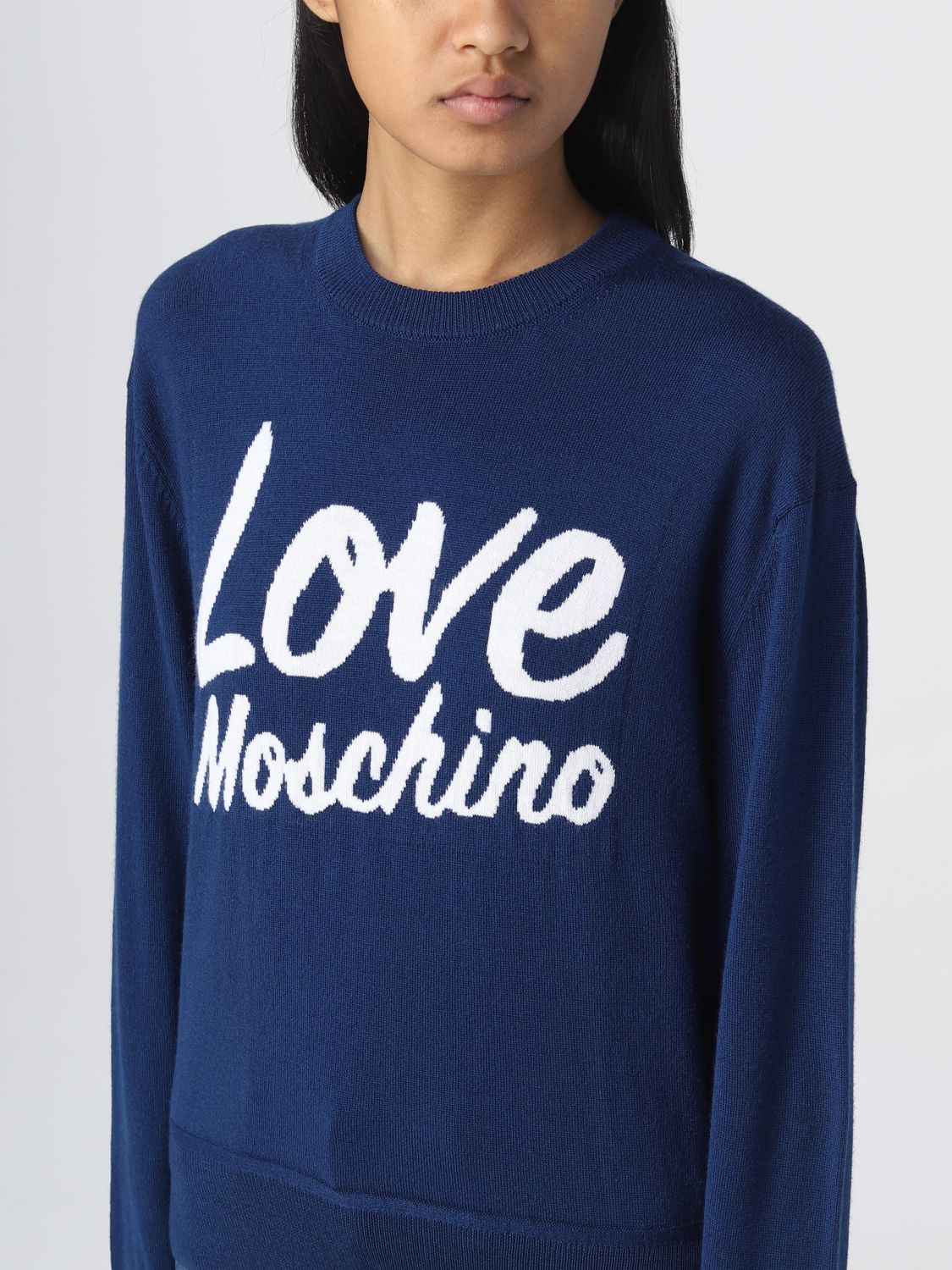 Love Moschino Outlet: sweater for woman - Blue | Love Moschino sweater ...