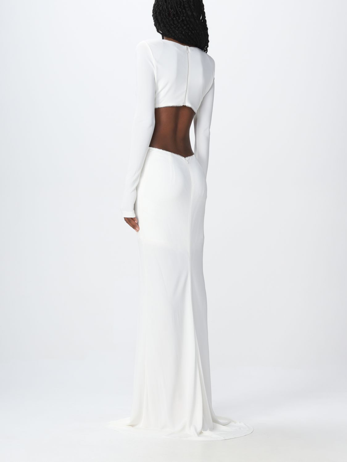 Roberto Cavalli Vintage Pleated White Evening Dress with Flowing Train NWT  For Sale at 1stDibs