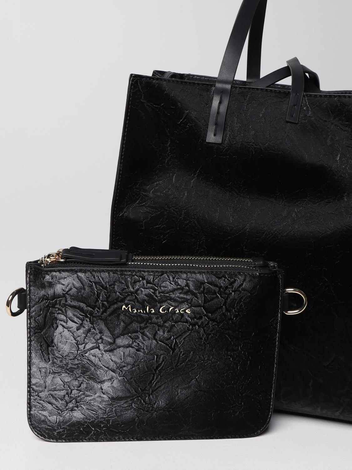 MANILA GRACE Borsa Felicia Effetto Veneziano Nero Borse Tote 
