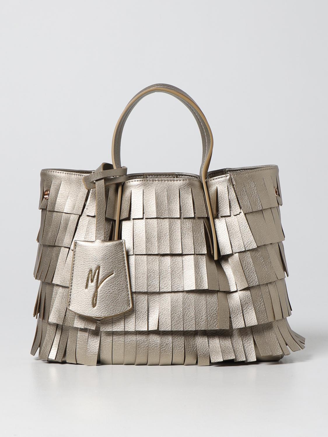 MANILA GRACE Borsa Jasmine con frange Bronzo Borsa A Mano Manila