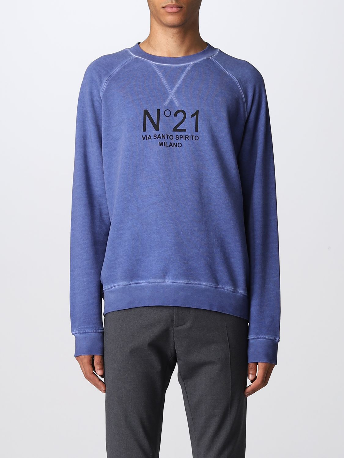 N°21 Sweatshirt N° 21 Men Color Gnawed Blue