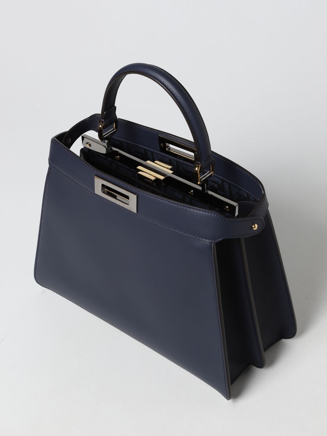 FENDI: Peekaboo bag in leather - Blue | Fendi handbag 8BN244AHJW online at