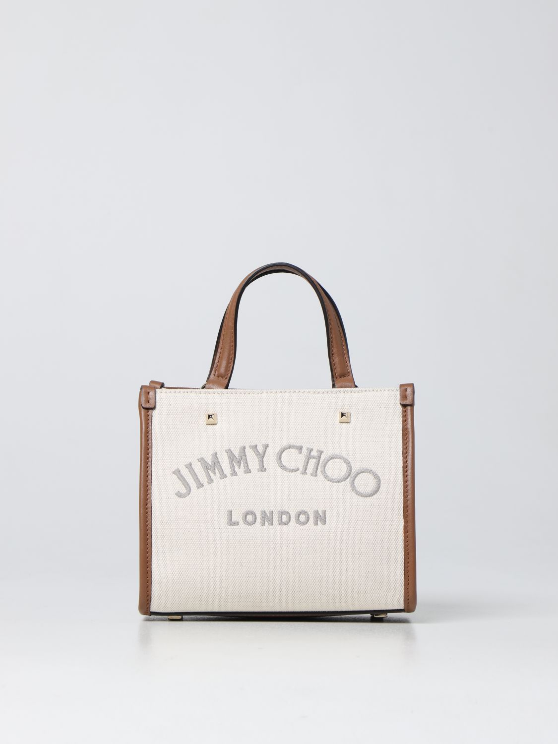 JIMMY CHOO: Varenne S canvas tote bag - Natural | Jimmy Choo mini bags ...