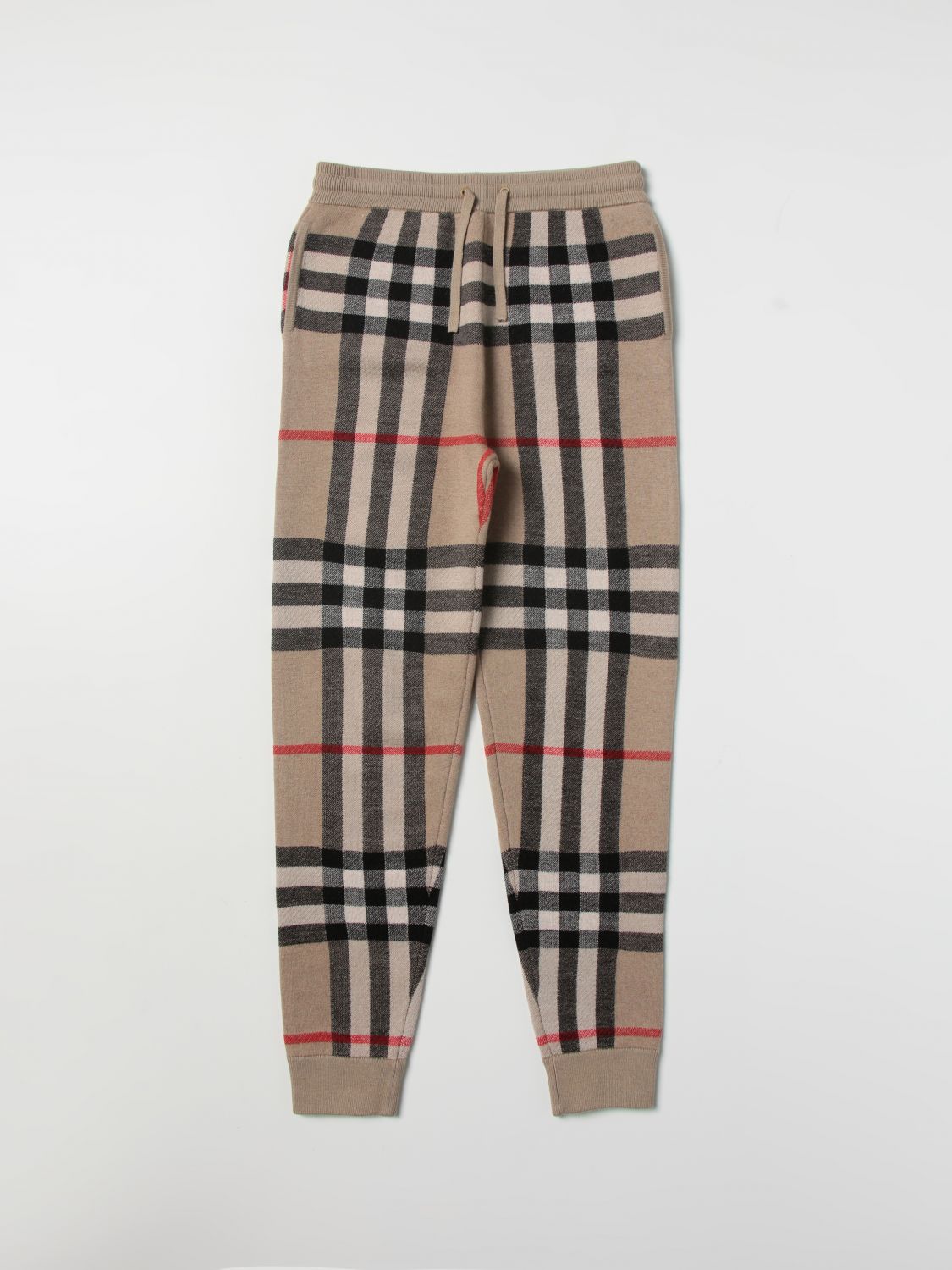Pants Burberry: Burberry wool and cashmere jacquard tartan pants beige 1