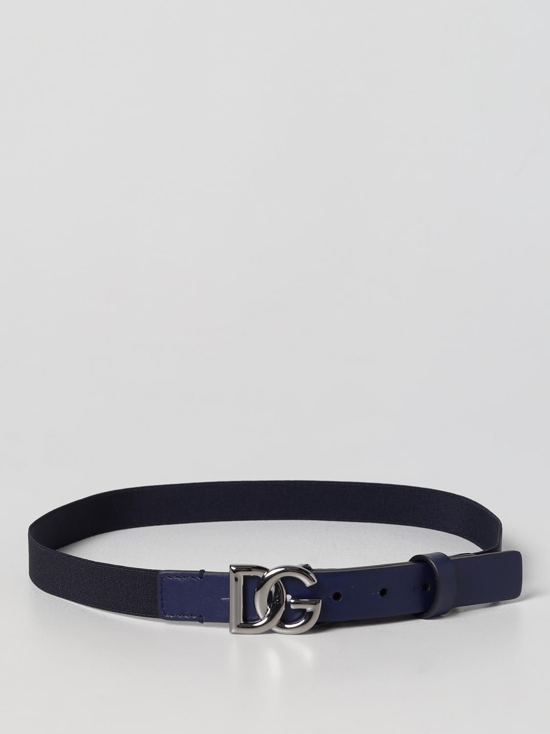 DOLCE & GABBANA: stretch belt with logo - Blue | Dolce & Gabbana belt  EC0076AQ616 online on 