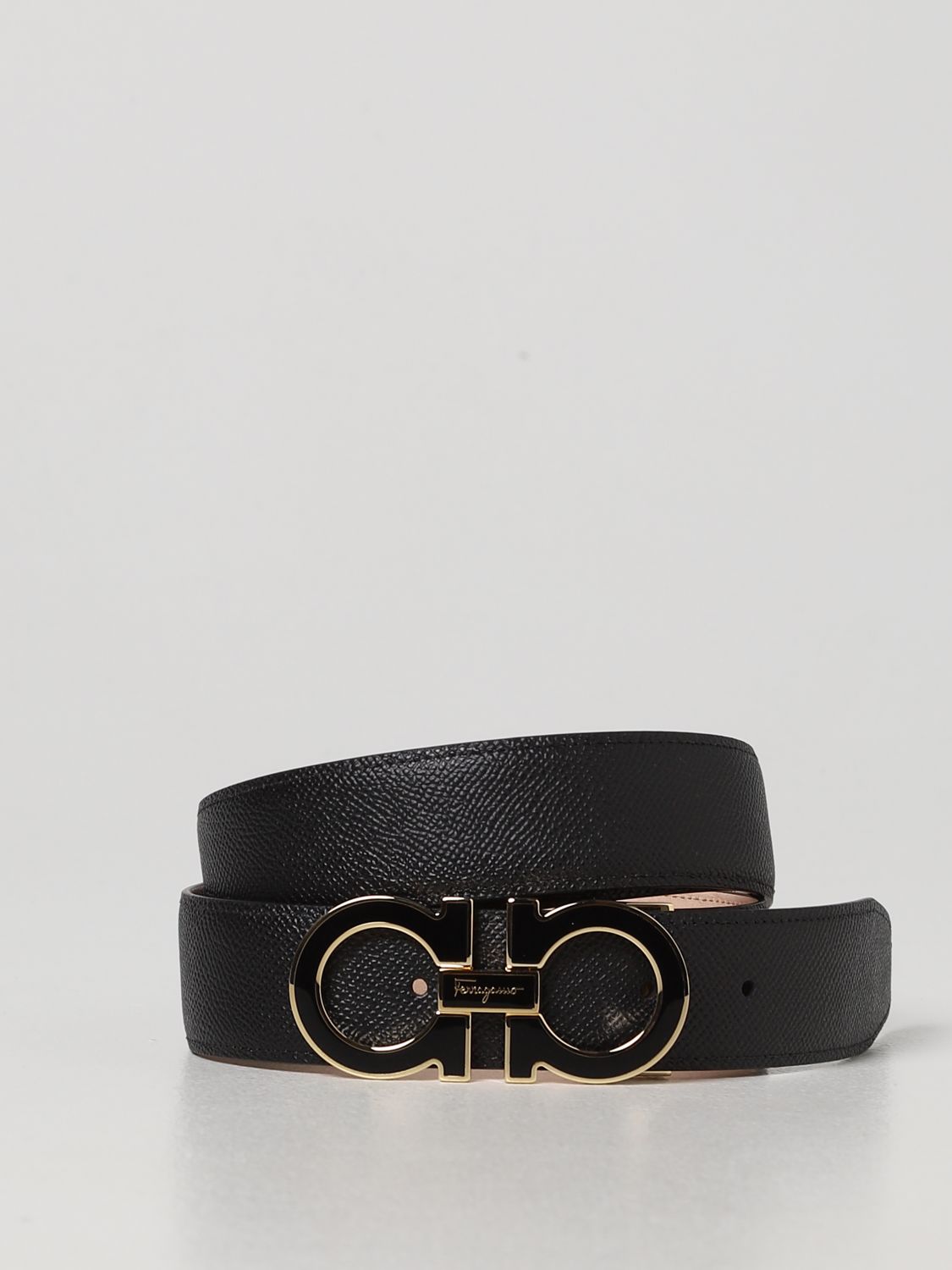 FERRAGAMO: Salvatore grained leather belt - Black | Ferragamo belt ...