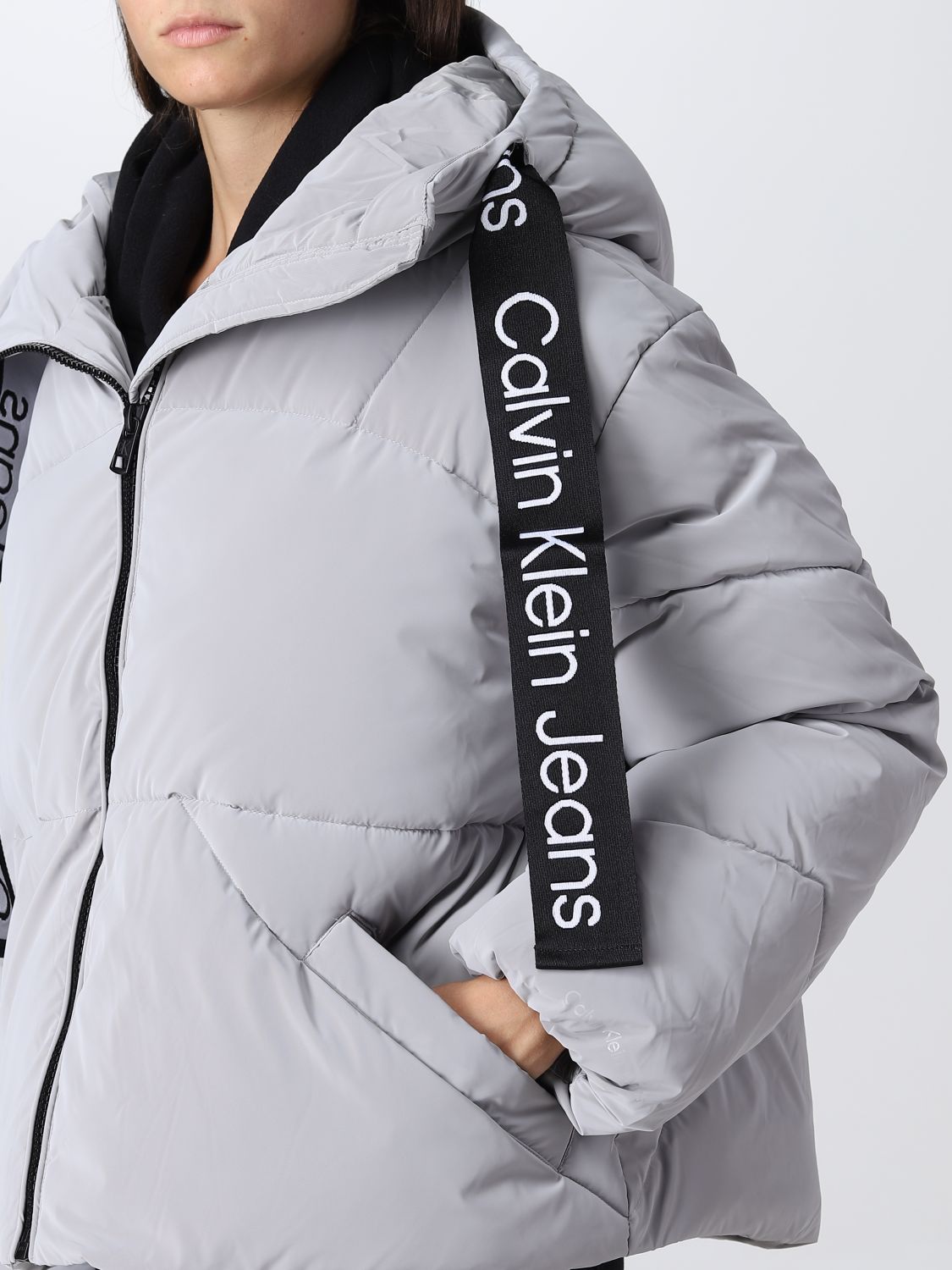 CALVIN KLEIN JEANS: down jacket with logo - Grey | Calvin Klein Jeans jacket  J20J220017 online at