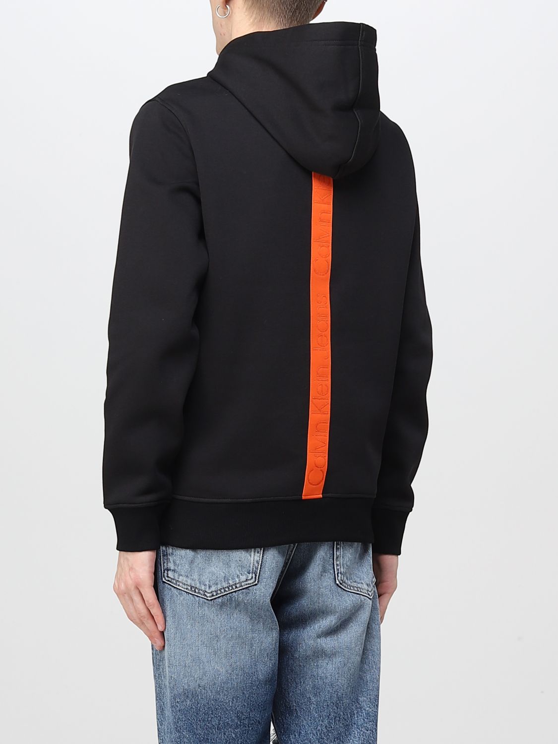 Sweatshirt Calvin Klein Jeans Hyper Real Box Logo Hoodie Black for Man, J30J324106BEH
